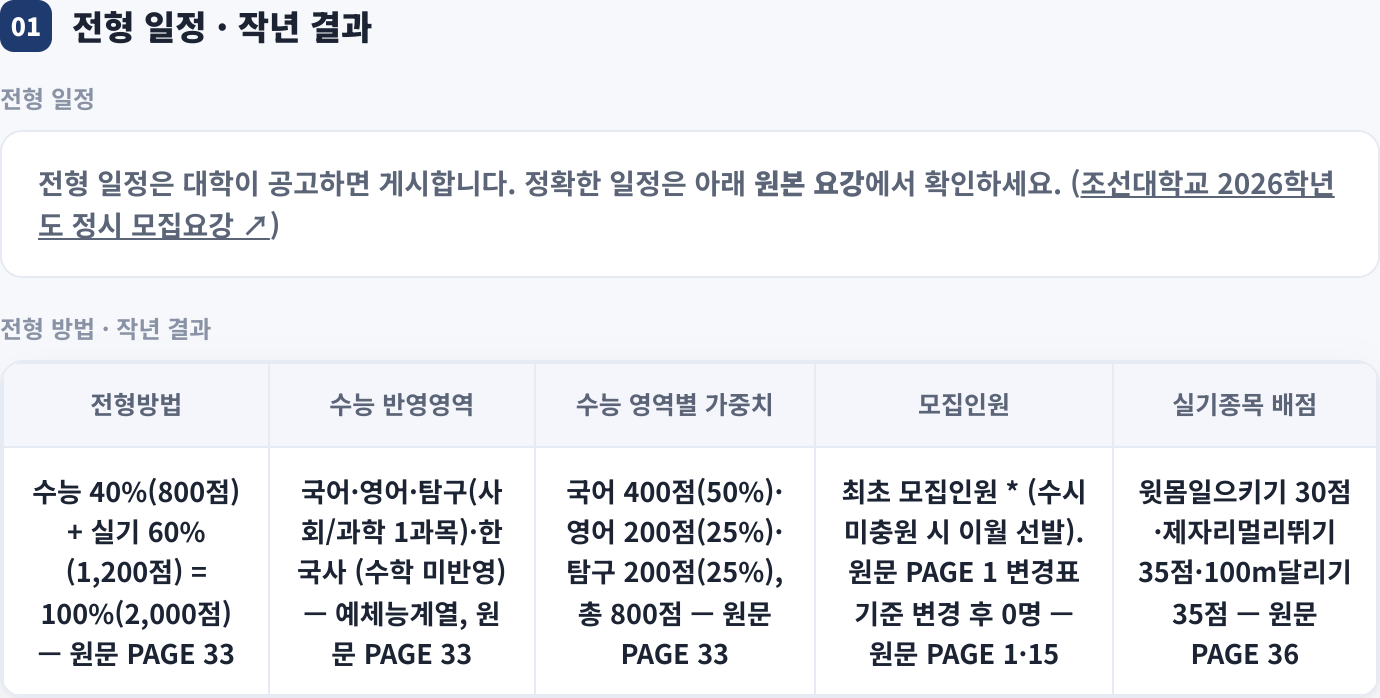 전형 일정 · 작년 결과