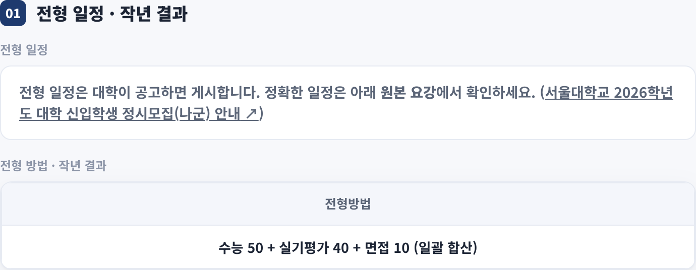 전형 일정 · 작년 결과