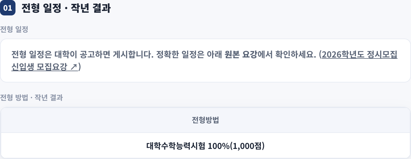 전형 일정 · 작년 결과