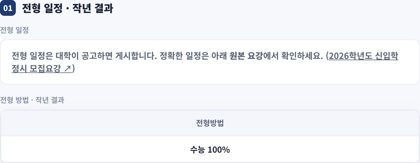 전형 일정 · 작년 결과
