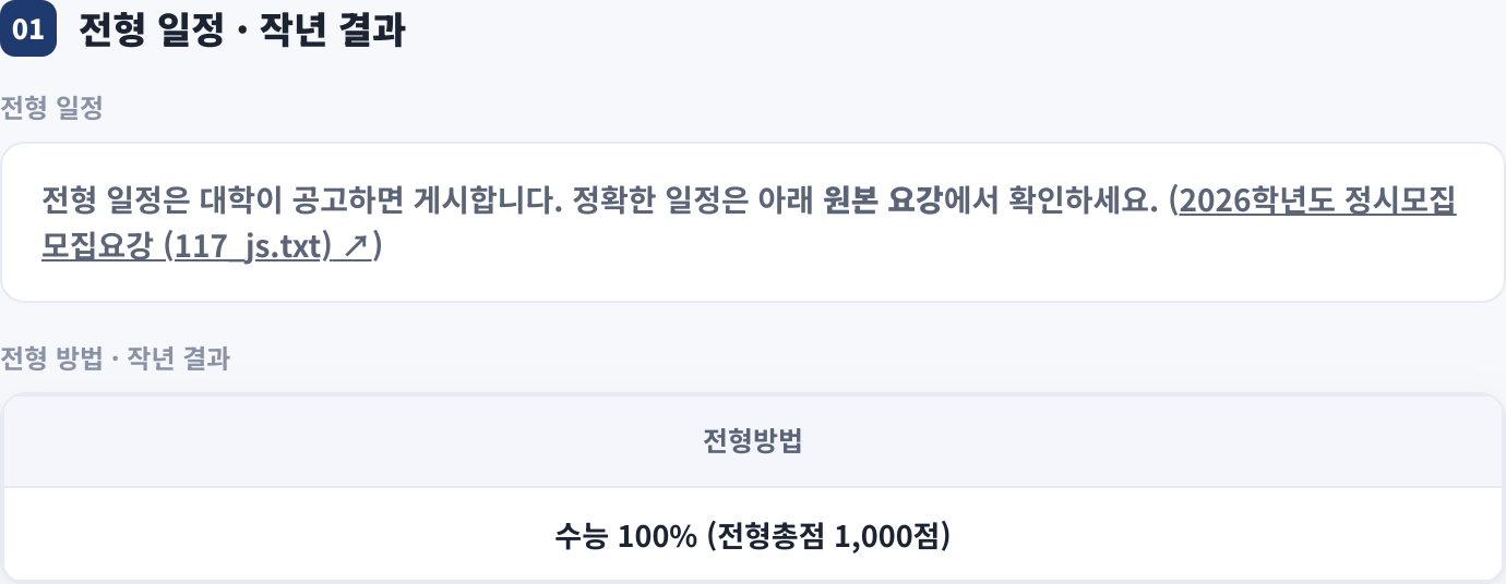전형 일정 · 작년 결과