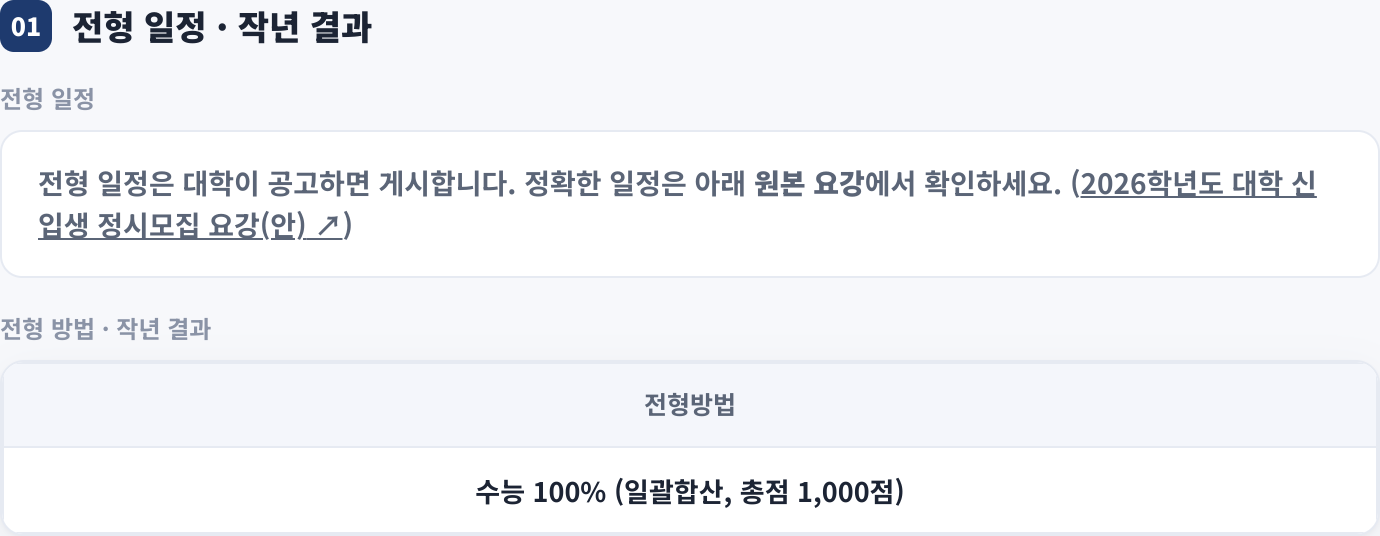 전형 일정 · 작년 결과