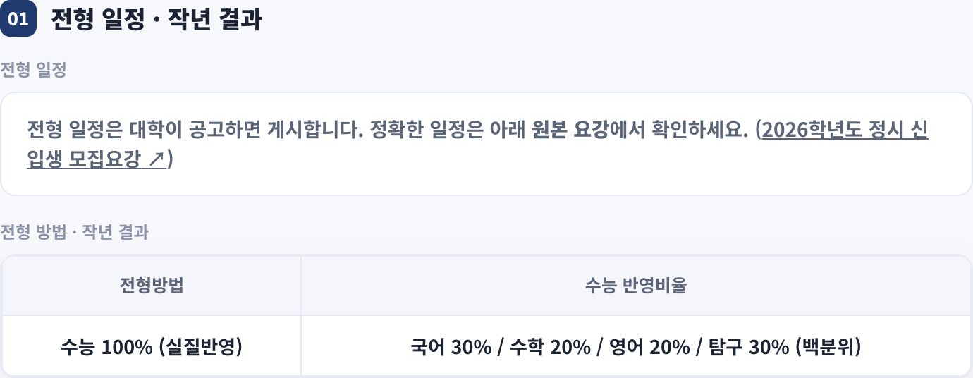 전형 일정 · 작년 결과