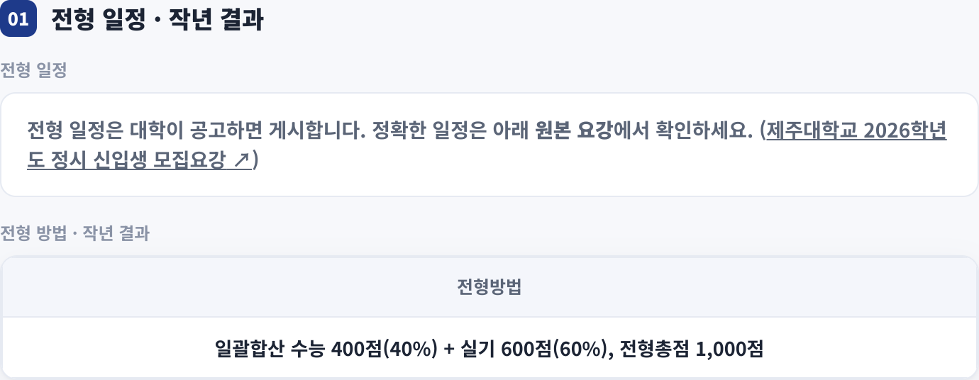전형 일정 · 작년 결과