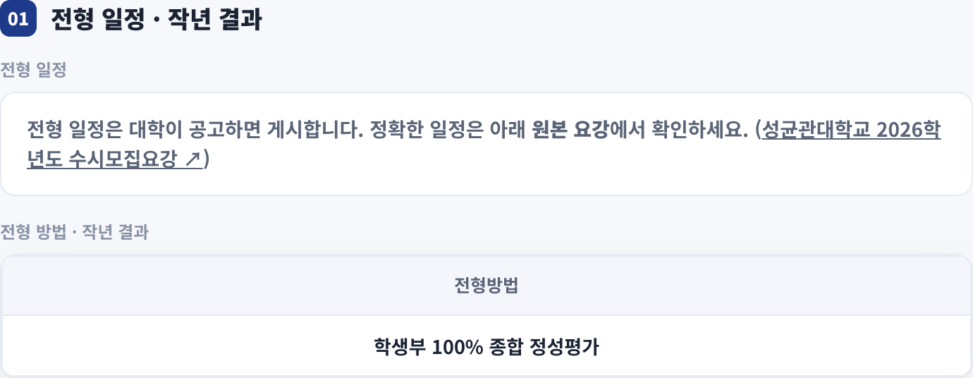 전형 일정 · 작년 결과